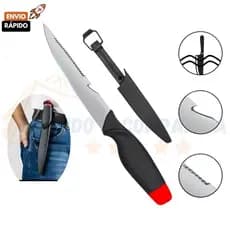 Faca Fileteira Flutuante em Aço Inox para Pesca e Caça com Bainha 28cm