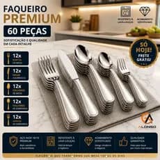 Kit 60 e 30 Peças Talher de Mesa  Aço Inox Garfos Facas Colheres Garfos Sobremesa Colheres Sobremesa