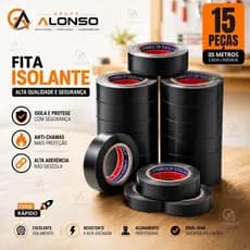 Kit 15/10/05 Peças Fita Isolante Antichamas Preta 5 Metros Linha Profissional