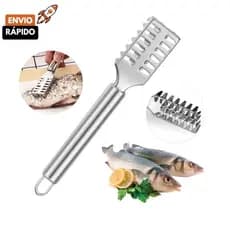 Kit 3 Peças Escamador Limpador de Escamas em Inox 19cm Linha Profissional