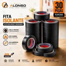 Jogo 30/20/10 Fita Isolante Antichamas Preta 5 Metros Linha Profissional