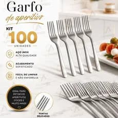 Kit 100/50 Mini Garfo de Petisco e Aperitivo em Aço Inox Queijos Frutas e Salgados