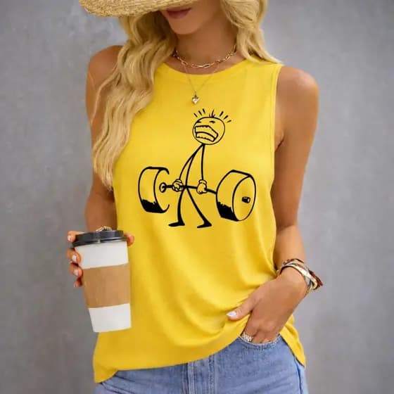 Regata camisa Feminina Sem Manga Gola Redonda Casual Modelo verão Academia Regata Confortável 100% algodão Malha Premium