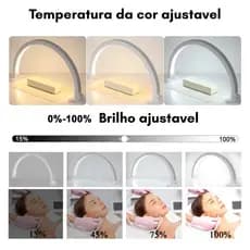 Luminaria Meia Lua Estetica Mesa Spa Arco 3 Tons Ajustavel Salao Beleza Limpeza De Pele