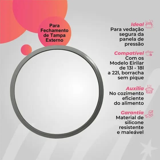 Borracha Panela Pressão Compatível Eirilar 13l - 18l E 22l