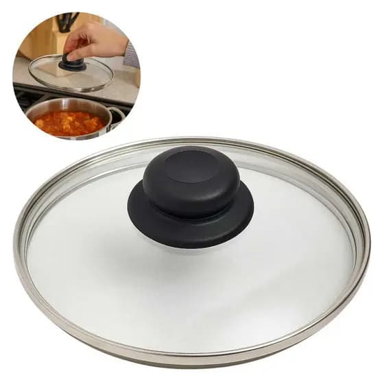 Tampa De Panela Vidro Temperado 14,7cm C/ Borda Aço Inox E Puxador Ergonômico Dasshaus