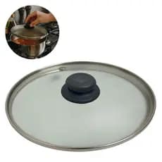 Tampa De Panela Vidro Temperado 21,5cm C/ Borda Aço Inox E Puxador Ergonômico Dasshaus