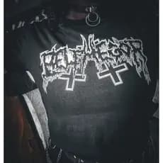 Cropped de rock belphegor logo preto estampa branca
