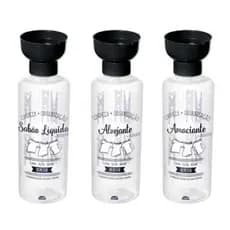 Kit 3 Porta lavanderia com dosador - Porta Alvejante - Amaciante e Sabão líquido - Plasútil