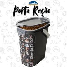 Porta Ração com tampa hermética e copo dosador e alça - 3kg - Plasútil