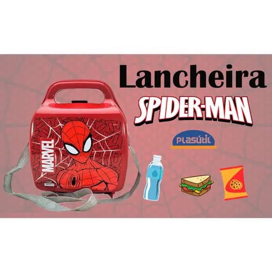 Lancheira Homen Aranha - Plasútil - Com alça fixa e para transporte