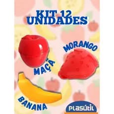 KIT 12 LEMBRANCINHA MORANGO ou MAÇÃ ou BANANA - POTE PORTA MIX - QUALIDADE PLASÚTIL