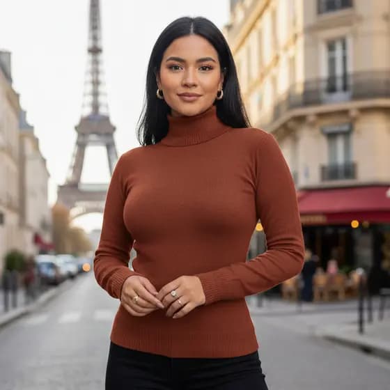Blusa Feminina De Frio Cacharrel Gola Alta Trico Lisa Lã Básica Tricot Suéter Segunda Pele