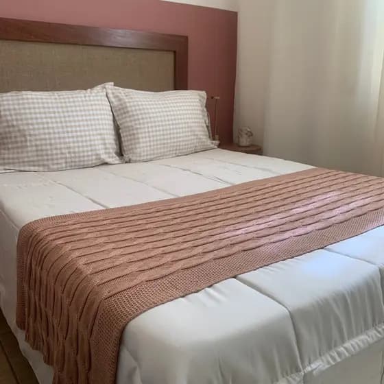 Peseira Manta Tricô Decorativa Xale Trança Cama Sofá Casal 180x60cm