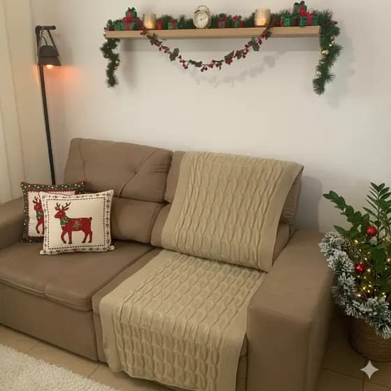 Peseira Manta Tricô Decorativa Xale Trança Sofá Cama Casal Decoração 180x60cm