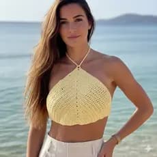Cropped de Crochê Feminino Top Praia Verão Topinho Triangulo Costa Nua Amarração Qualidade 2026