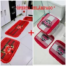 Kit Com 02 Jogos Tapete Banheiro E Passadeira De Cozinha Tapete Sala Decoração Banheiro Cozinha Casa Kit tapete Banheiro+ Kit Tapete Passadeira Atacado Super Oferta promoção