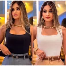 Body Feminino Suplex Decote Quadrado Zara Bory Bori Regata Alça Grossa Forrrado