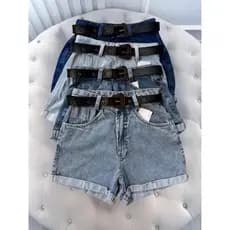 Short Jeans Feminino Cintura Alta Marmorizado 100% Algodao Sem Lycra