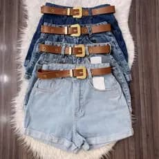 Short Jeans Feminino Cintura Alta Marmorizado Mom Sem Lycra