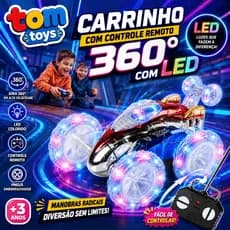 Carro Controle Remoto Maluco Gira 360º C/ Luz Led Brinquedo Carrinho de controle