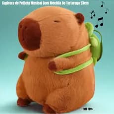 Capivara de Pelúcia Musical Com Mochila ou diversos modelos De Tartaruga Fofinha Filó Antialérgica 23cm Macia Brinquedo