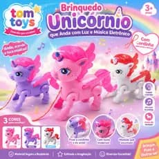 Brinquedo Unicórnio que Anda com Luz e Música Eletrônico infantil presente