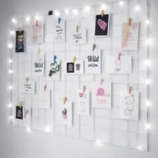 Memory Board Grade de Fotos com Cordão De Luz Led 2m mais Mini Prendedores Coloridos