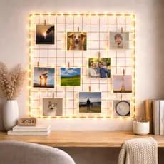 Memory Board Rose Gold Grade Organizadora Mural de Fotos com Led 2m + Mini Prendedores