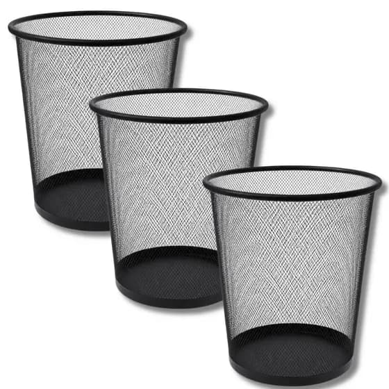 Lixeira De Metal 26cm Preta para Escritório Home Office Cesto Orgnanizador De Lixo
