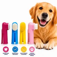 4 Escova de Dente de Dedo Para Cães e Gatos de Silicone Escova Pet