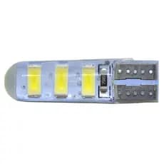 Kit 10 Lâmpada Led Pingo Silicone T10 6 Leds Cob Super Branca 12V