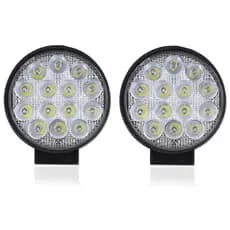 Kit 2 Farol De Milha Redondo MINI Auxiliar 14 Leds 42w 12v/24v Fino Off-Road 6000k Universal