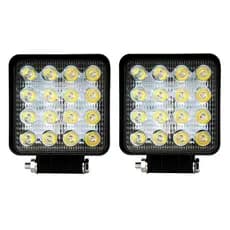 Kit 2 Farol De Milha Quadrado MINI Auxiliar 16 Leds 48w 12v/24v Fino Off-Road 6000k Universal