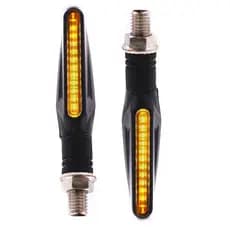 Kit 2 Peças Pisca Palito Slim De Seta Led Sequencial Esportiva Para Moto Amarelo Universal 12V