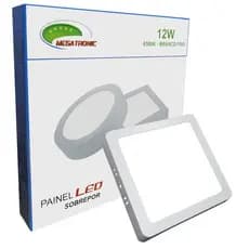 Luminária Painel Plafon Led 12W Quadrado Sobrepor Alumínio Branco Frio 6500K