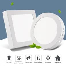 Luminária Painel Plafon Led 12w 18w 24w Sobrepor Embutir Quadrado Redondo Branco Frio 6500K