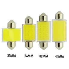Kit 5 Lâmpadas Torpedo COB Silicone Led C5w 31 36 39 42mm Branco Frio 12v Teto