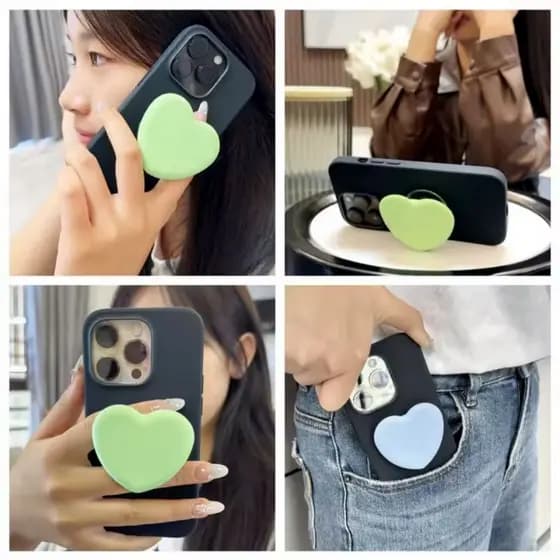 Pop Silicone em forma de coração suporte de aperto do telefone titular bolso soquete griptok dobrável anel de dedo supor