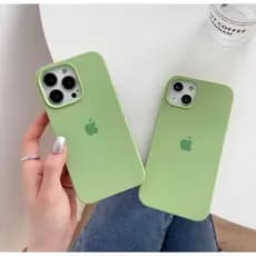 Capinha Case com logo aveludada VERDE FOLHA para 6/6s/6g/7g/8g/se2020/7plus/8plus/x/Xs/xsmax/xr/11/11promax/11pro/12
