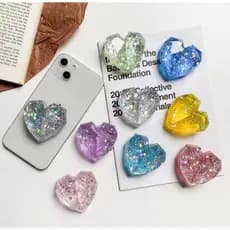 Pop soct De Coração Com Paité Brilhoso Transparente Para Celular Universal Telefone