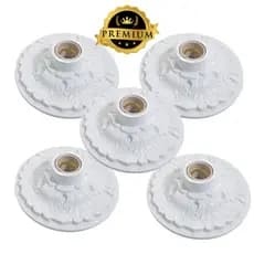 Kit 5 Plafonier Plafon Colonial Branco Soquete Teto lustre redondo luminária Com Bocal Moderno Top