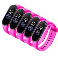 KIT 10 Relógios Rosa De Led M4 Atacado Revenda Festa Lembrancinha Presente À Prova D'água