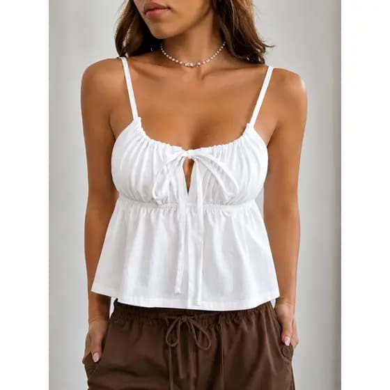 Cropped Amarração Frontal Busto Franzido Top Cami blusinha blogueira premium