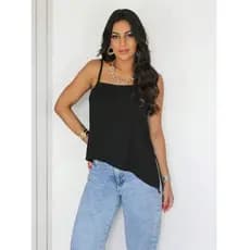 Blusa Feminina Alcinha Barra Assimétrica Moderna Elegante Estilo Moda Casual Chic