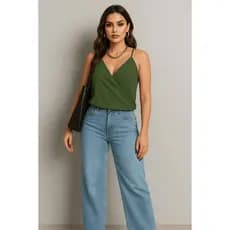 BLUSA DECOTE TRANSPASSADO DE ALÇA DRAPEADA CHIC TRABALHO DIA A DIA