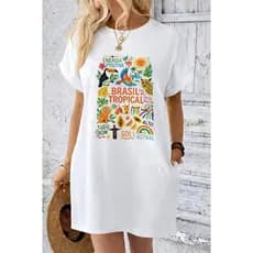 Vestido Camisetão Feminino Brasil Tropical Look Casual