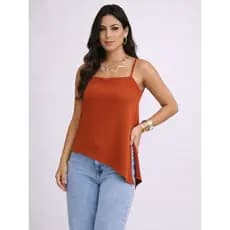 Blusa Feminina Assimétrica Crepe Duna Alça Regulável Soltinha Verão