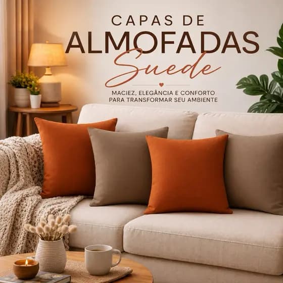 Kit 4 Capas de Almofadas Suede Aveludada 45x45 Decoraçao Quarto Sala