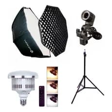 Kit Softbox Lucacell 80cm C/grid + Tripé + Suporte + Lâmpada